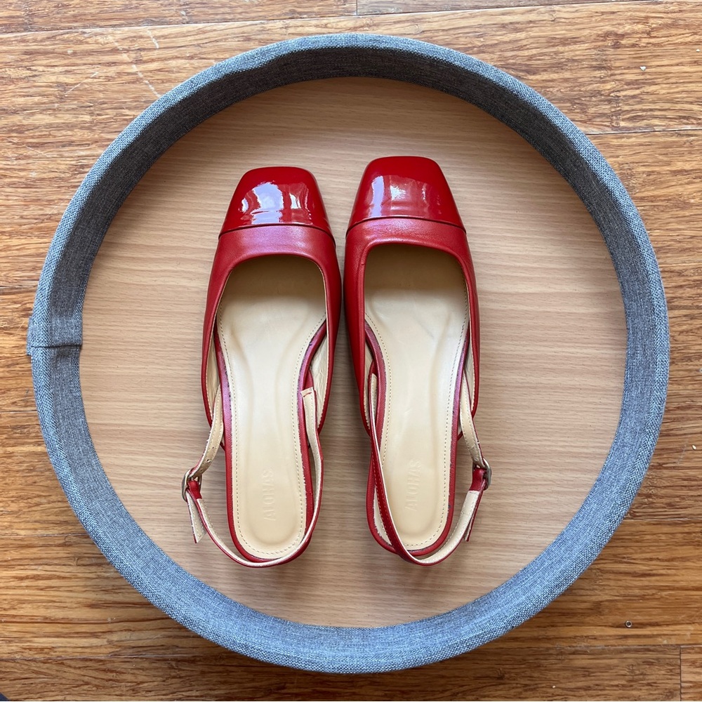 Alohas Lindy Bliss Red Leather Slingback Heels